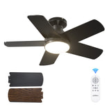 Addlon Ceiling Fans with Lights, 32/42/52 inch Low Profile Ceiling Fan with Light and Remote Control, Flush Mount, Reversible, 3CCT, Dimmable, Quiet, White/Nickel/Black Small Ceiling Fan for Bedroom Indoor/Outdoor Use