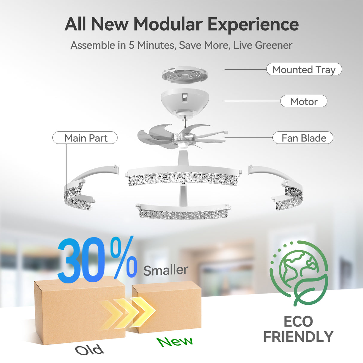 Ceiling Fans with Lights and Remote, 20'' Low Profile Ceiling Fans, 3000-6000K Dimmable Modern Flush Mount LED Fan Light, Fandelier Ceiling Fan for Bedroom, Kitchen, Living Room, White