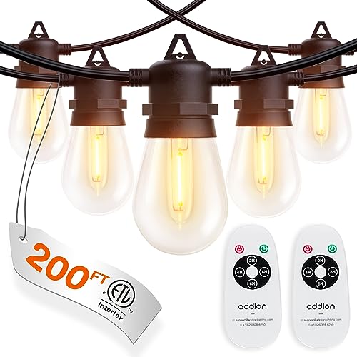 addlon 200FT(4-Pack*50FT) LED Outdoor String Lights with Timer